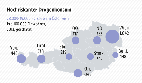 Grafik zu den Drogentoten in Österreich