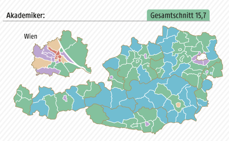 Karte zum Bildungsstandard in Österreich