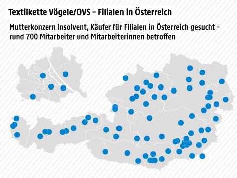 Österreichkarte mit Vögele-Standorten